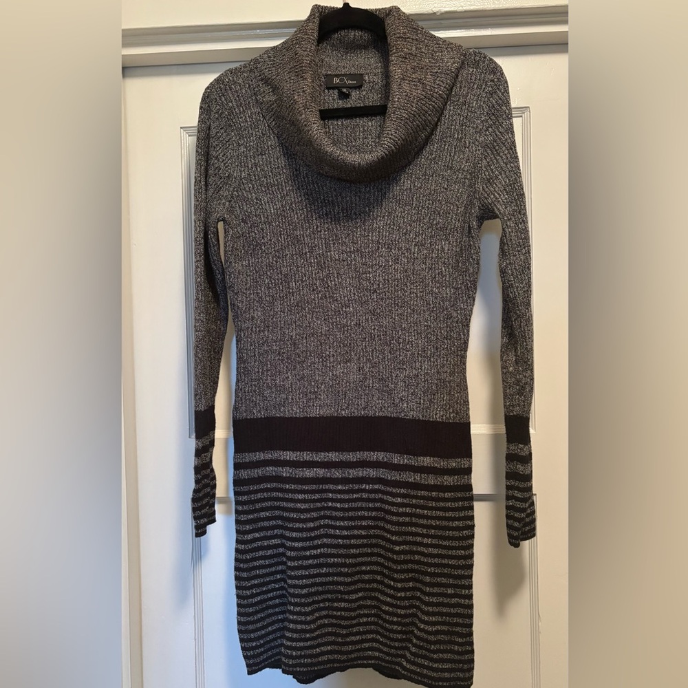 BCX Women's Gray Striped Sweater Dress